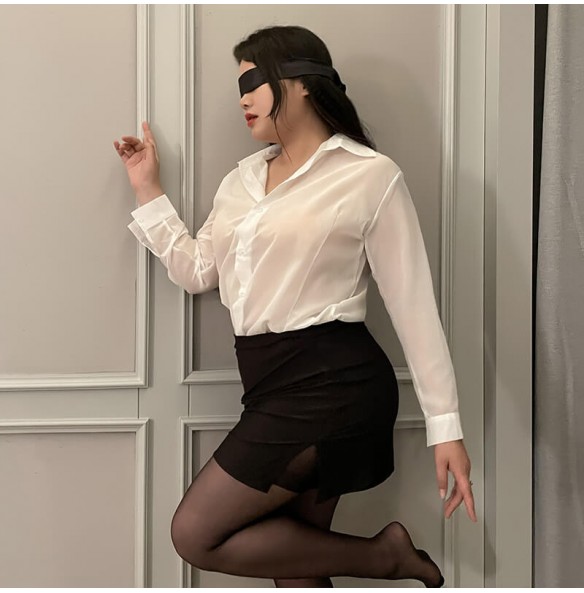 FEE ET MOI - Seductive Secretary Costume Set (Plus Size - Black) FEE ET MOI - Seductive Secretary Costume Set (Plus Size - Black)